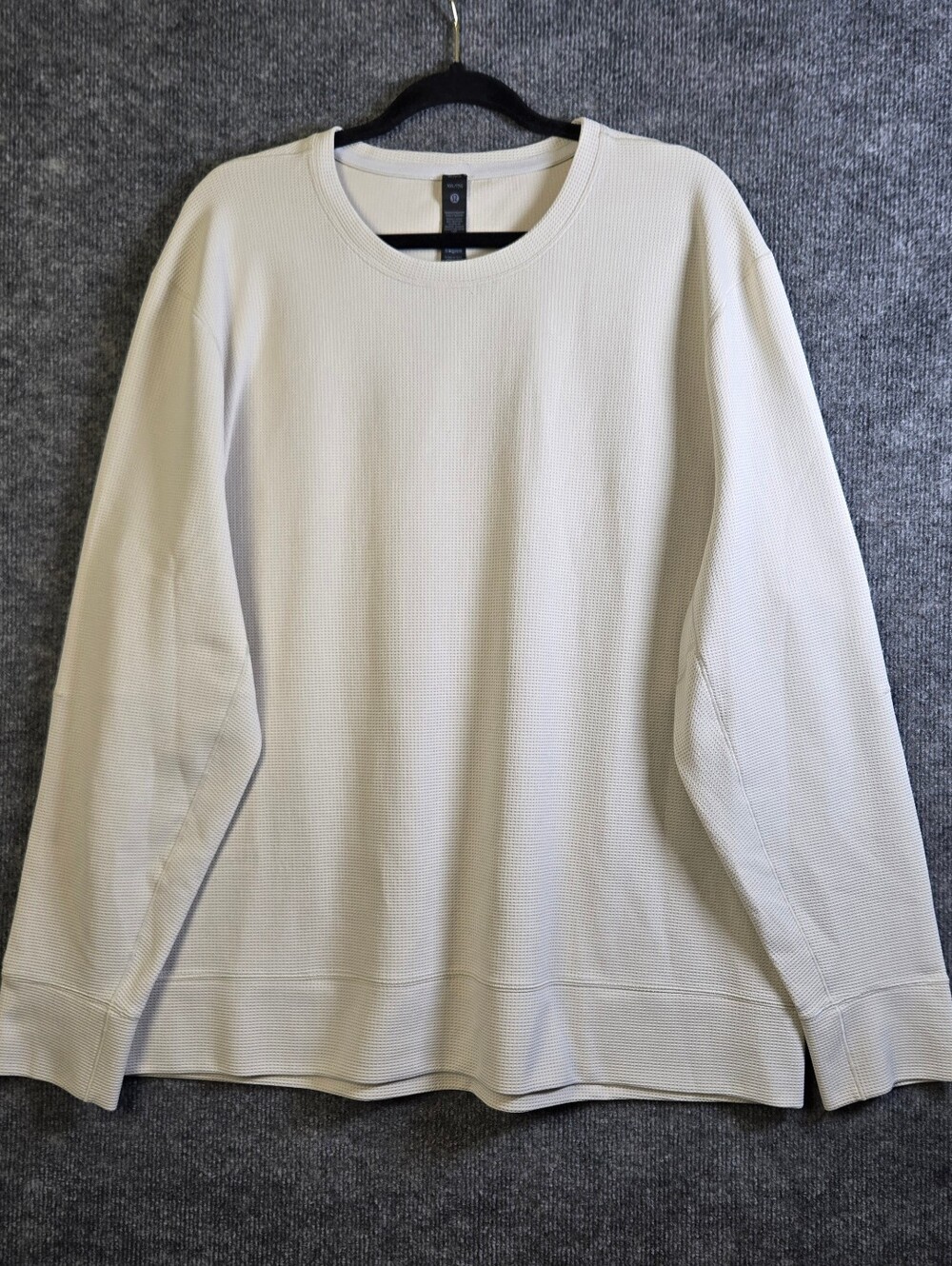 Lululemon T Shirt Mens XXL Ivory Waffle Knit Crew Neck Long Sleeve Everyday